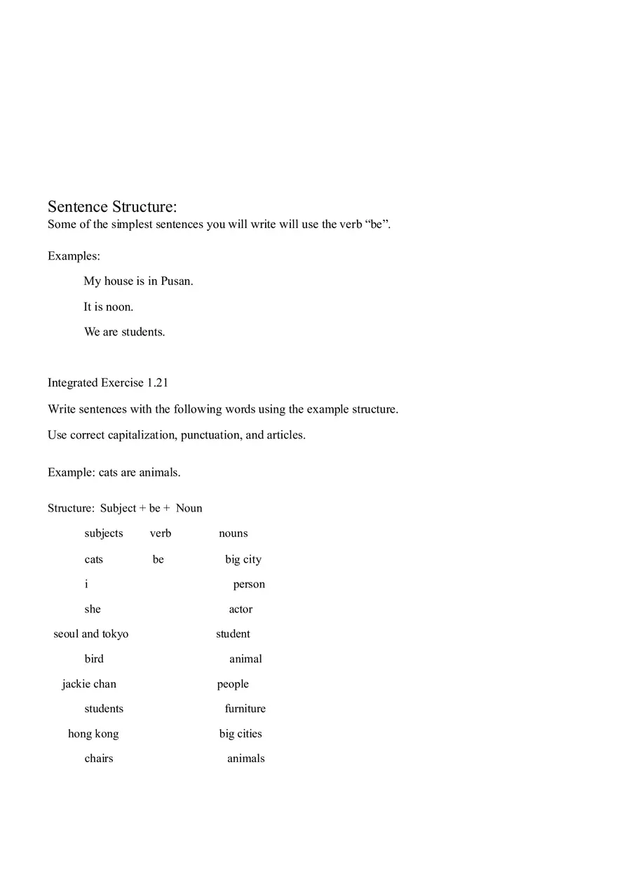 Sentence Building Pretest Ch2 - Page 1