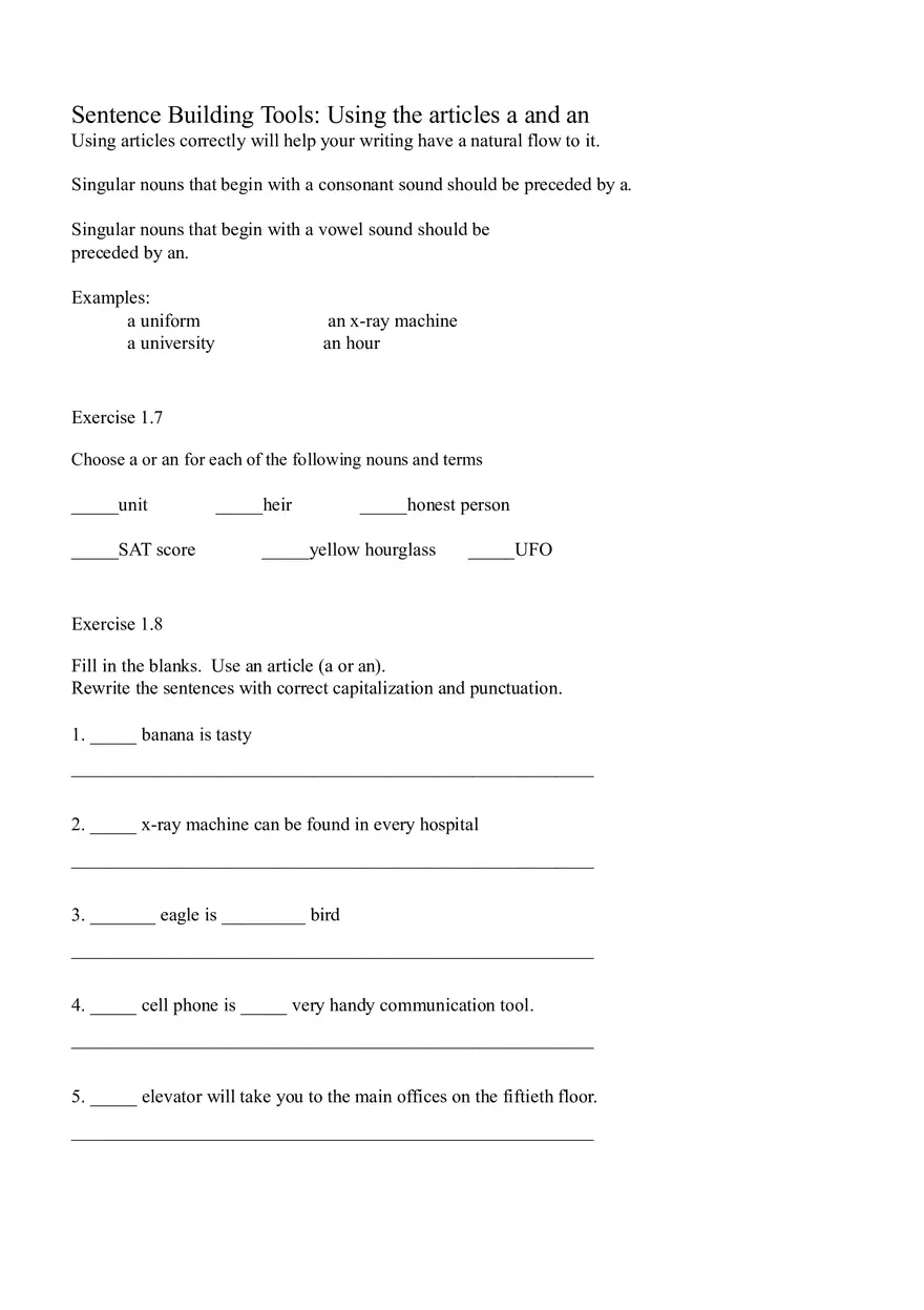 Sentence Building Pretest Ch1 - Page 13