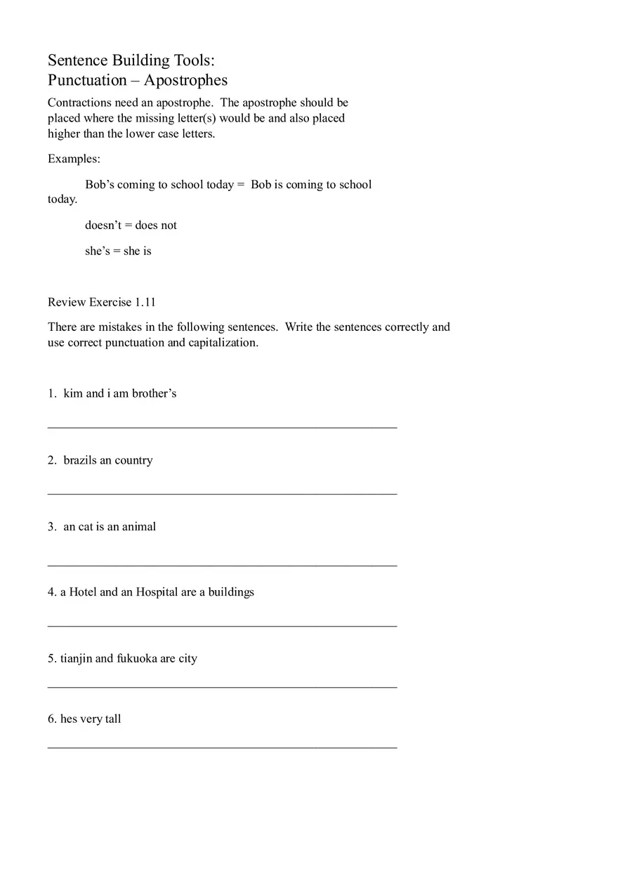 Sentence Building Pretest Ch1 - Page 16