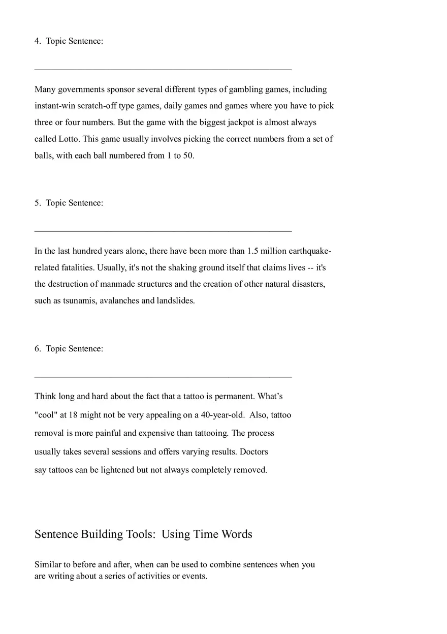 Sentence Building Pretest Ch4 - Page 13