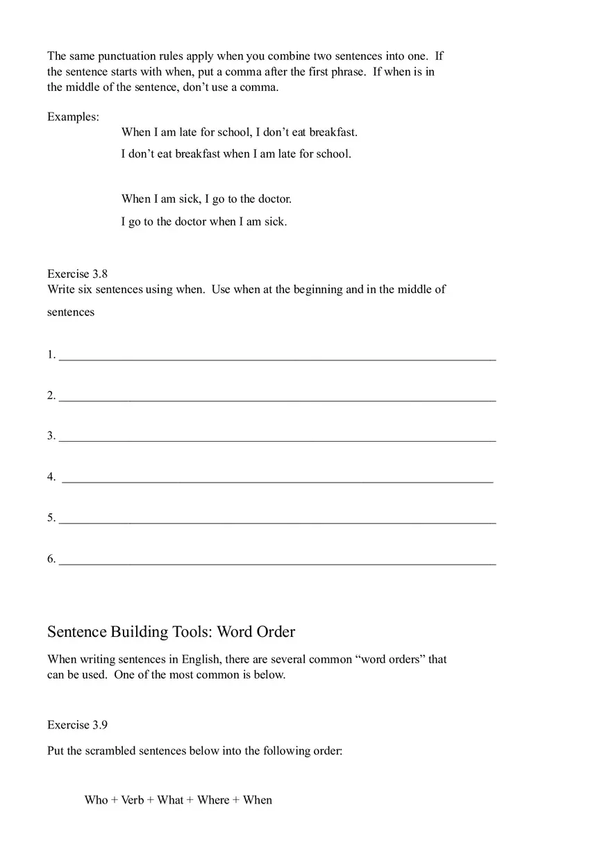 Sentence Building Pretest Ch4 - Page 3