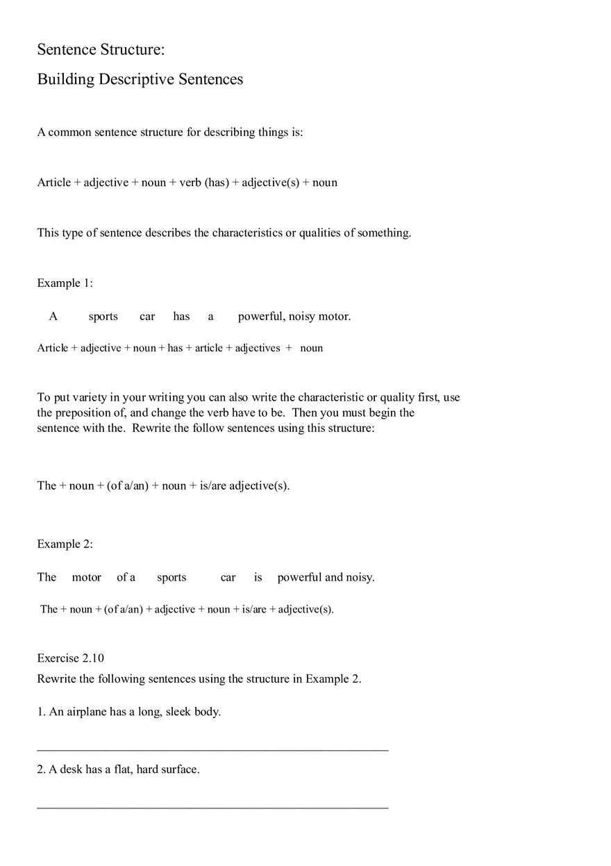 Sentence Building Pretest Ch3 - Page 10