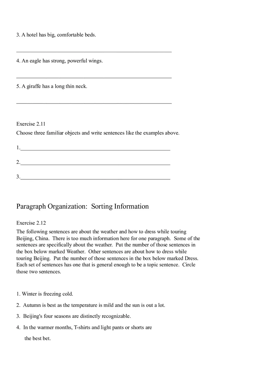 Sentence Building Pretest Ch3 - Page 11