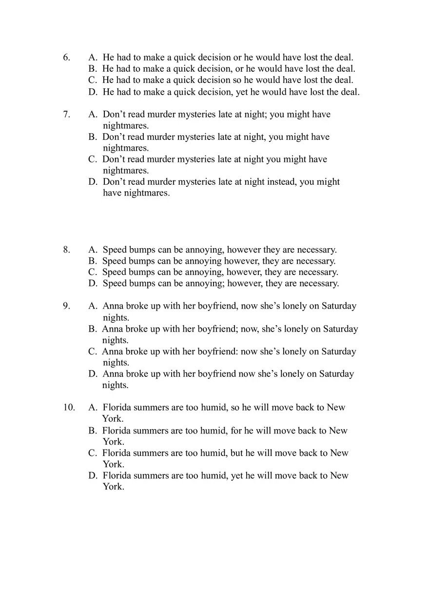 Compound and Complex Sentences Quiz - Page 2