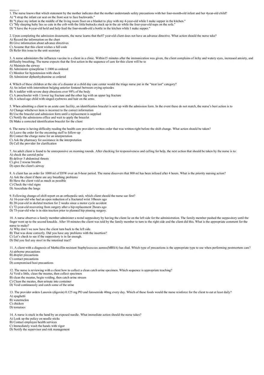 HESI Exam Exit - Page 1