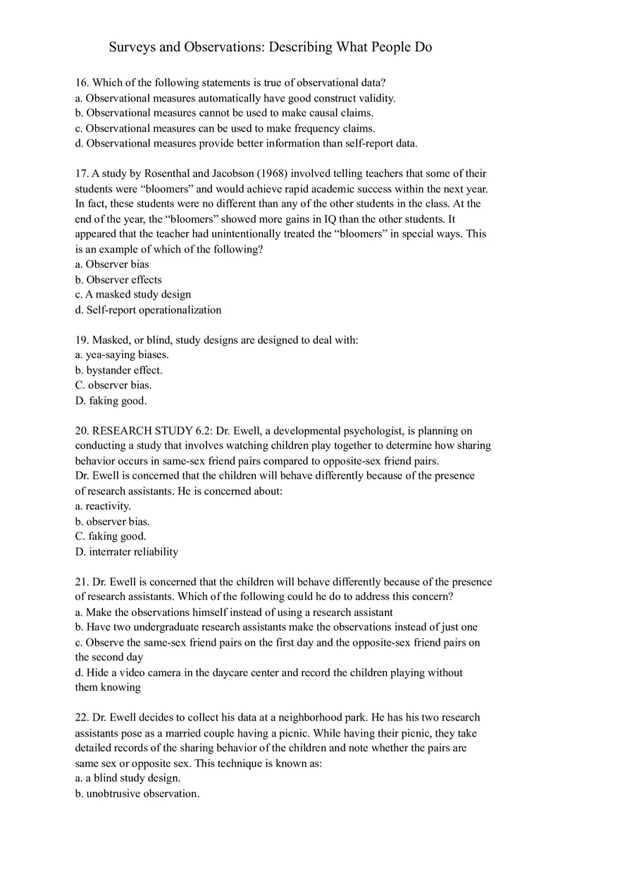 Surveys and Observations Questions - Page 1