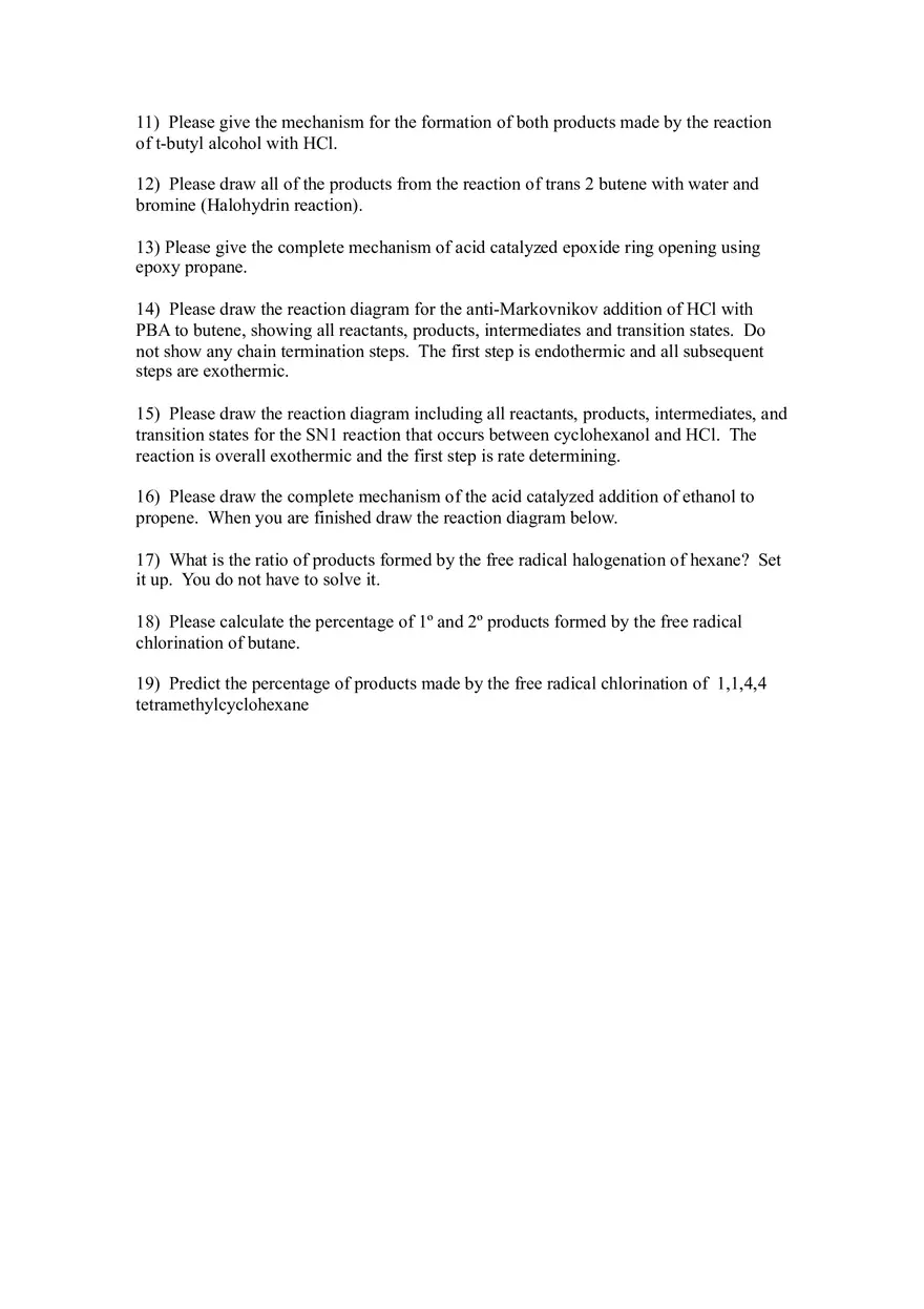 Reactions Markovnikov Practice Problems and Keys Part 2 - Page 13
