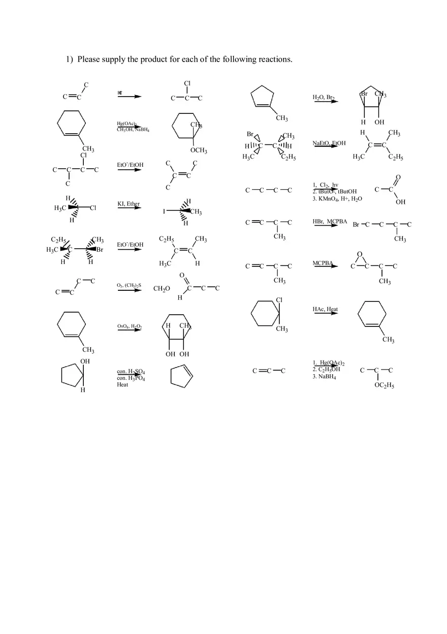 Reactions Markovnikov Practice Problems and Keys Part 2 - Page 14