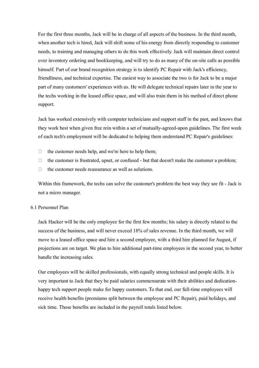 PC Repair Business Plan Part II - Page 5