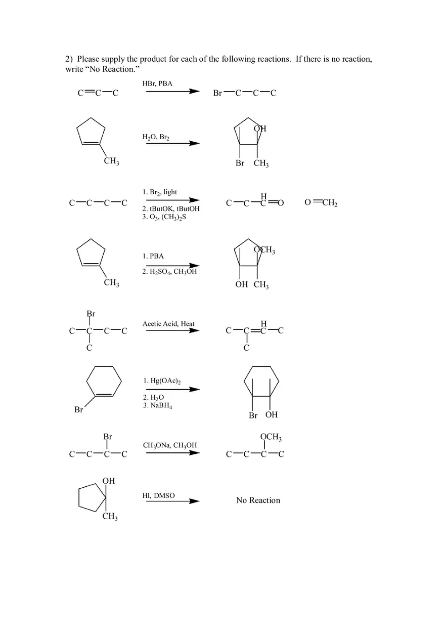 Reactions Markovnikov Practice Problems and Keys Part 3 - Page 5