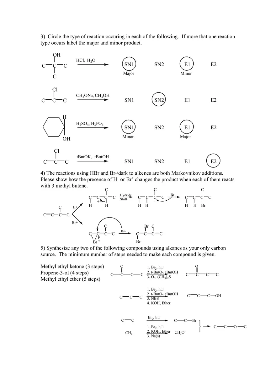 Reactions Markovnikov Practice Problems and Keys Part 3 - Page 6