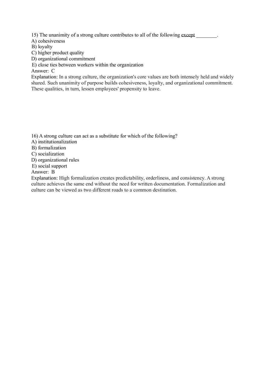 Organizational Behavior (Organizational Culture) Answer Key Part 1 - Page 8