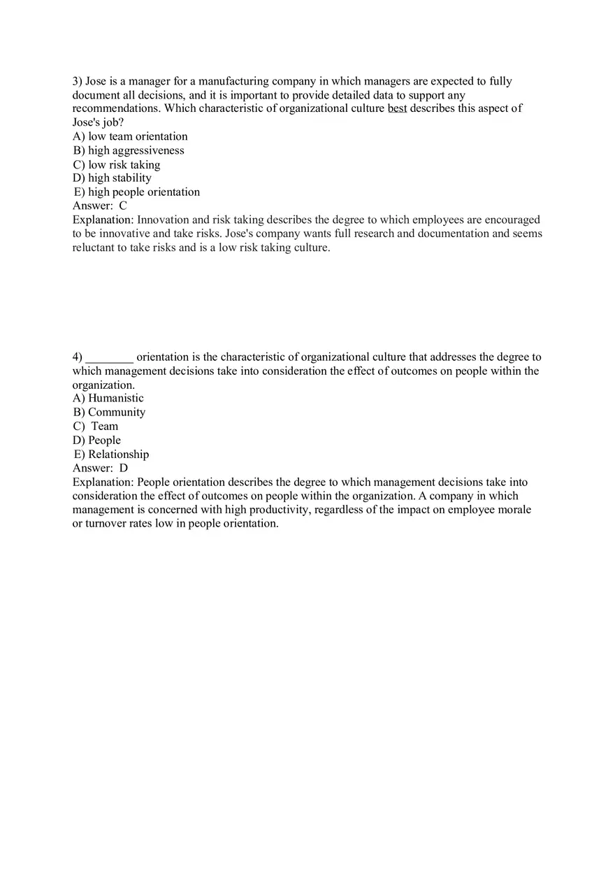 Organizational Behavior (Organizational Culture) Answer Key Part 1 - Page 2