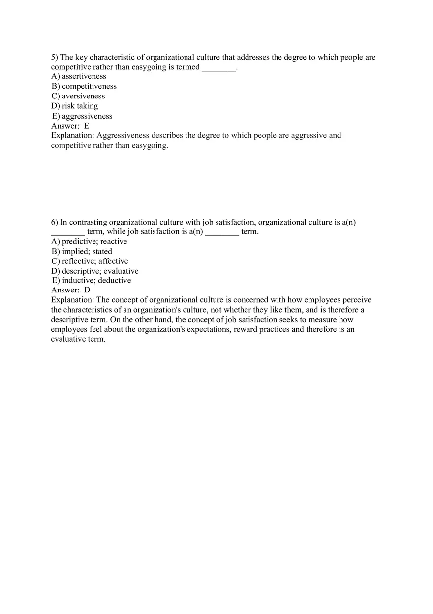 Organizational Behavior (Organizational Culture) Answer Key Part 1 - Page 3