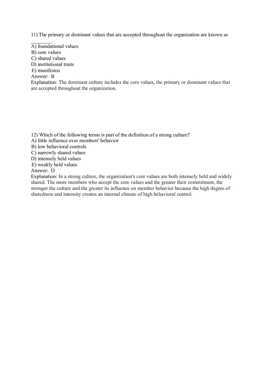 Organizational Behavior (Organizational Culture) Answer Key Part 1 - Page 6