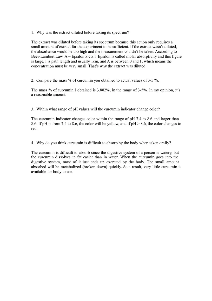 Curcumin Extraction Data and Results Entry Form - Page 4