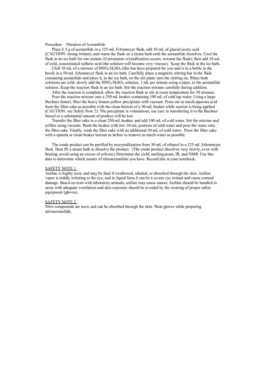 Synthesis and Nitration of Acetanilide - Lab Report - Page 2