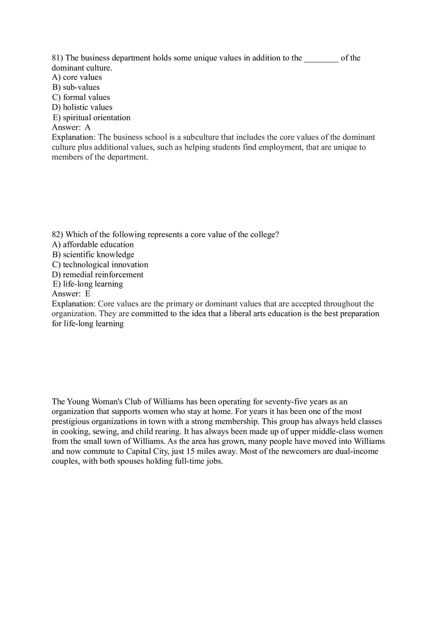 Organizational Behavior (Organizational Culture) Answer Key Part 4 - Page 8
