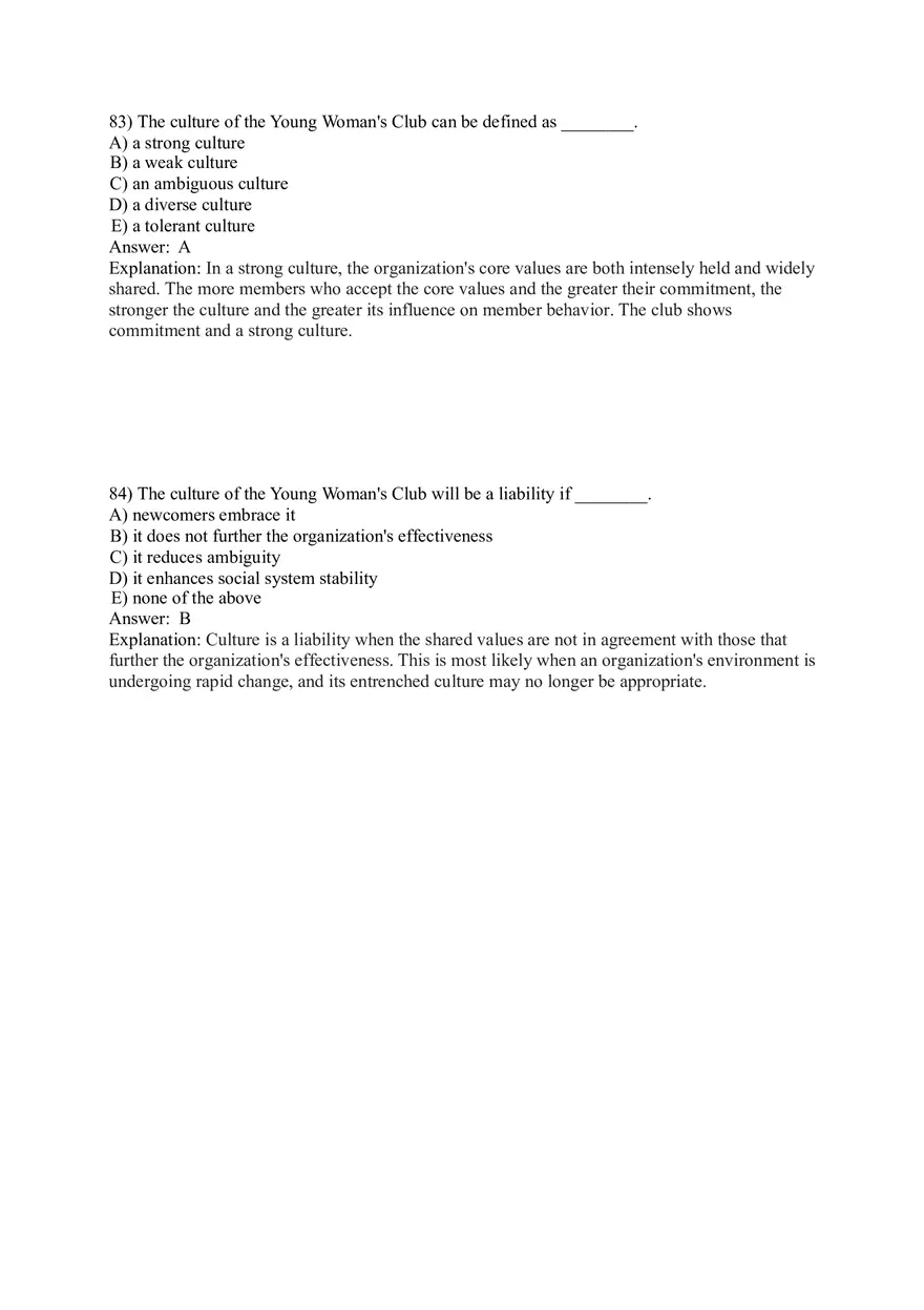Organizational Behavior (Organizational Culture) Answer Key Part 4 - Page 9