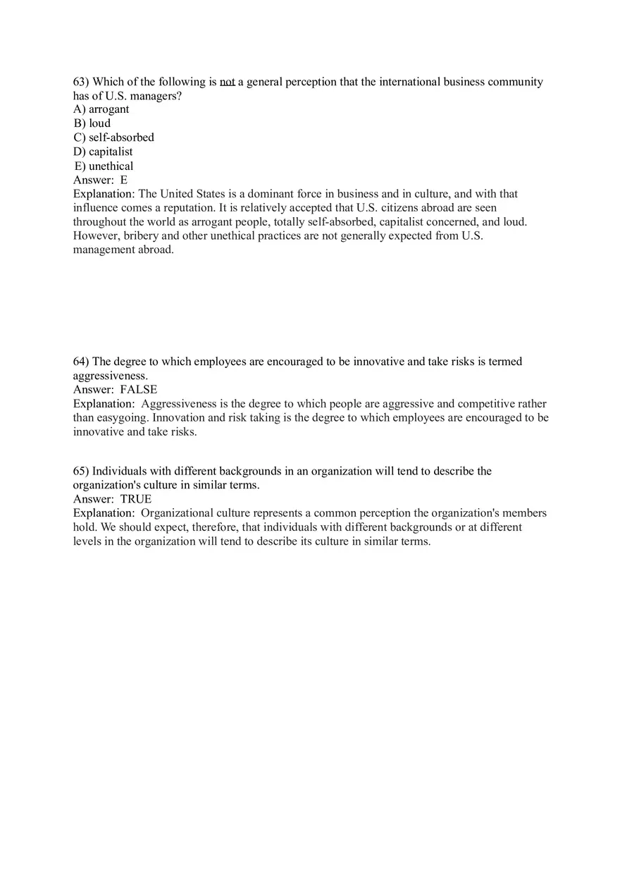 Organizational Behavior (Organizational Culture) Answer Key Part 4 - Page 2