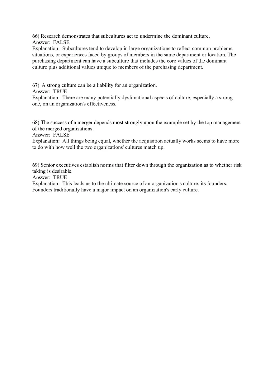 Organizational Behavior (Organizational Culture) Answer Key Part 4 - Page 3