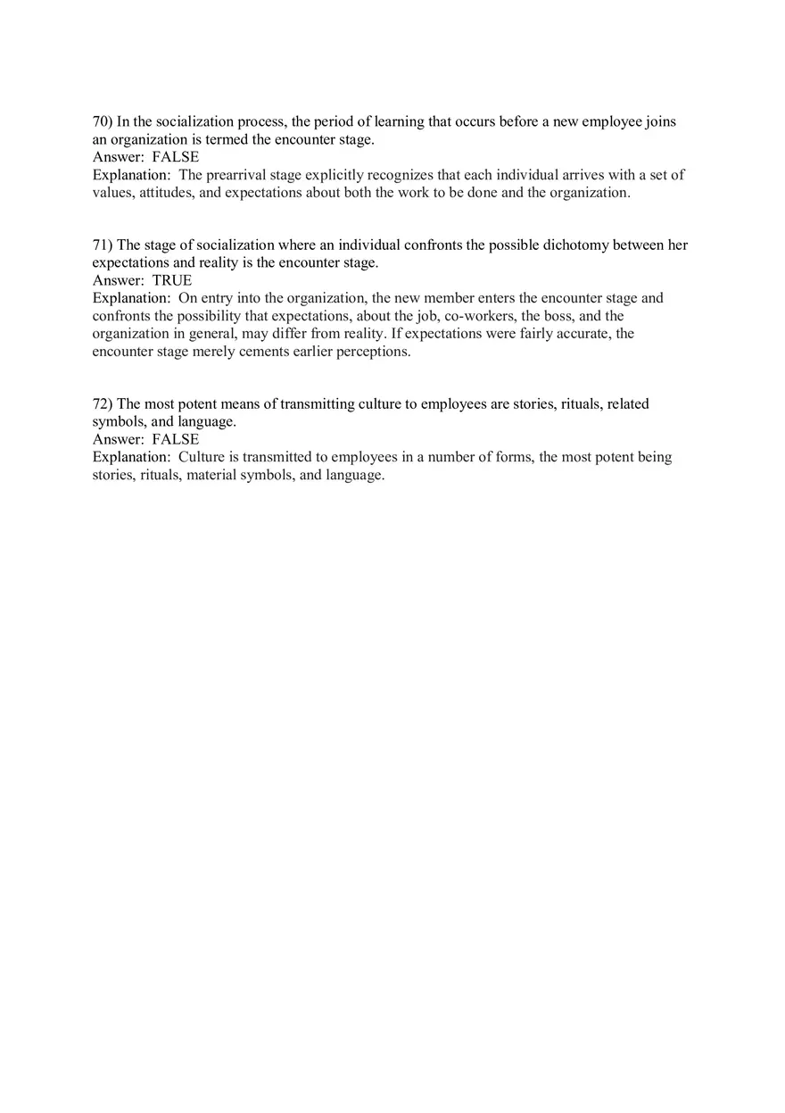 Organizational Behavior (Organizational Culture) Answer Key Part 4 - Page 4