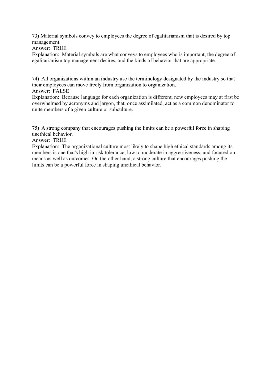 Organizational Behavior (Organizational Culture) Answer Key Part 4 - Page 5
