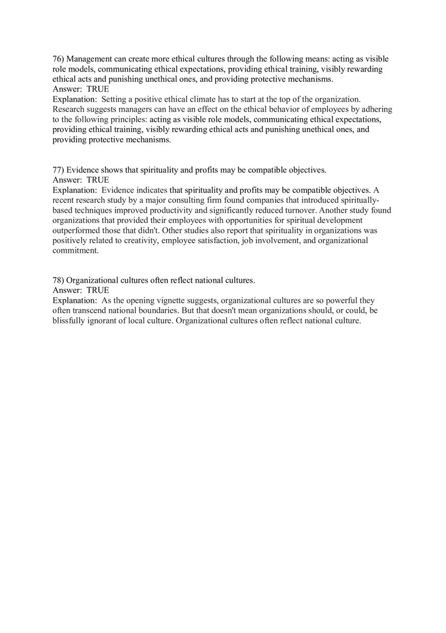 Organizational Behavior (Organizational Culture) Answer Key Part 4 - Page 6