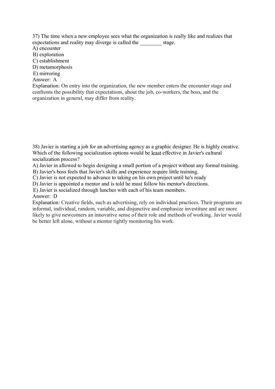 Organizational Behavior (Organizational Culture) Answer Key Part 2 - Page 9