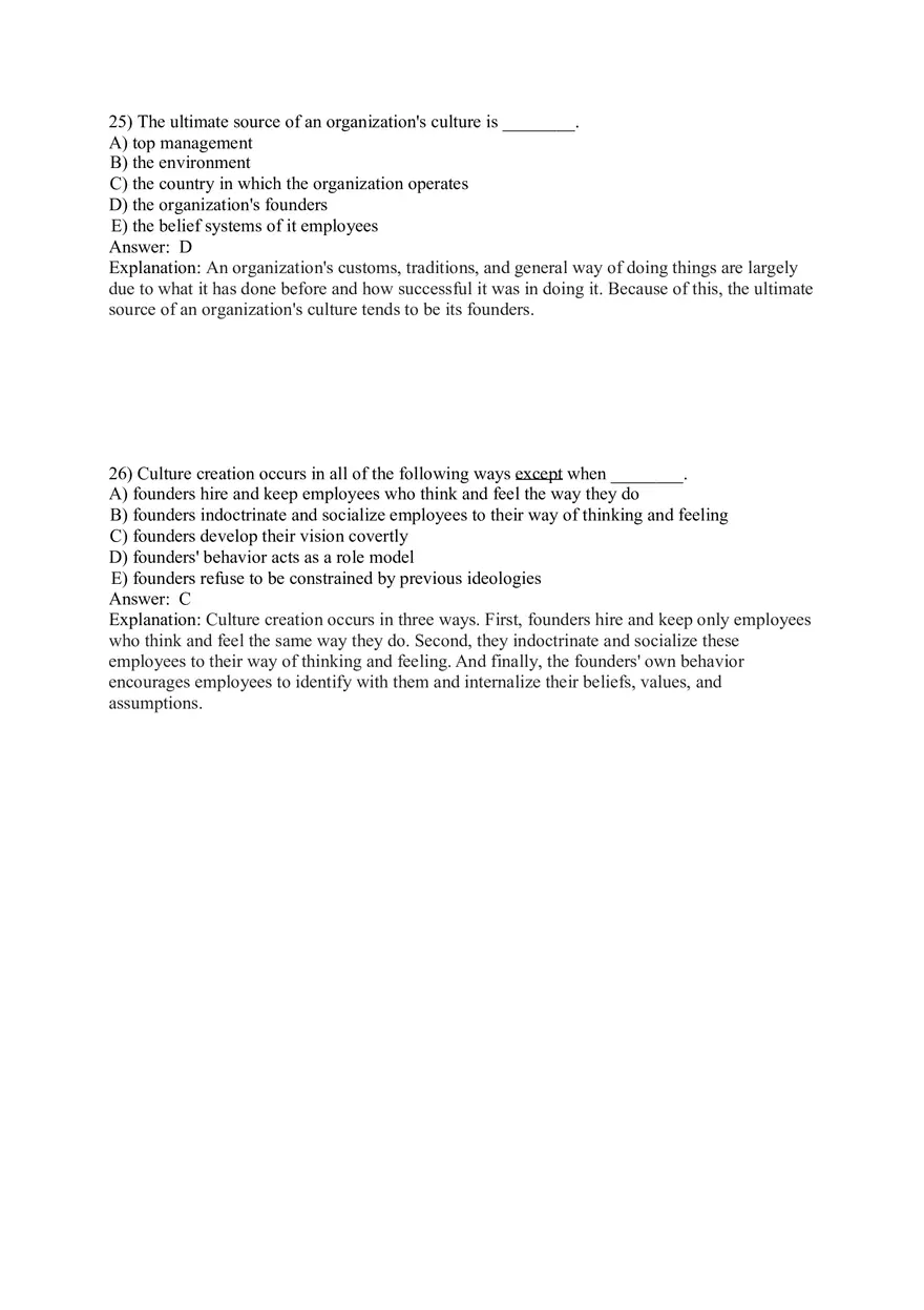 Organizational Behavior (Organizational Culture) Answer Key Part 2 - Page 3