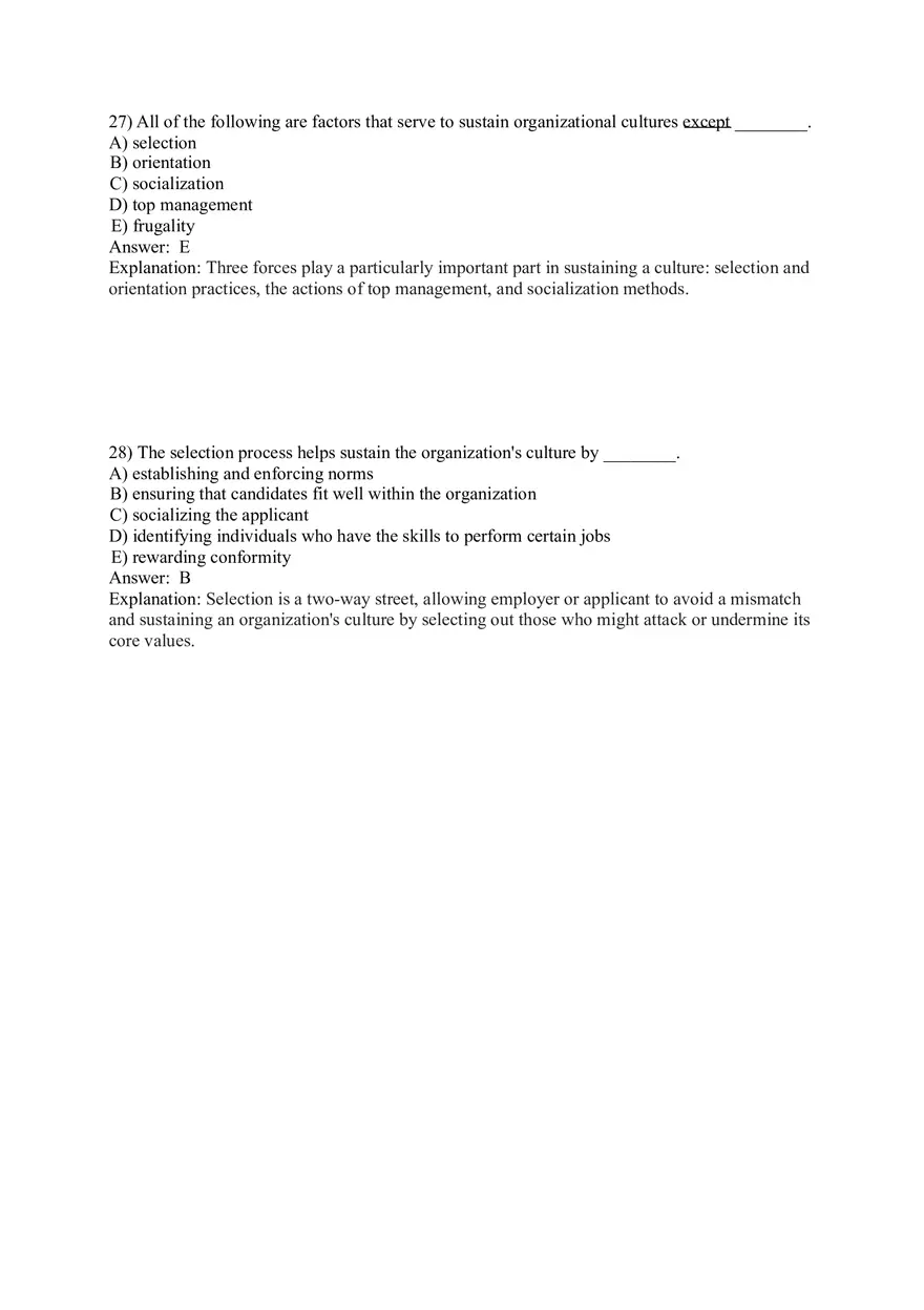 Organizational Behavior (Organizational Culture) Answer Key Part 2 - Page 4