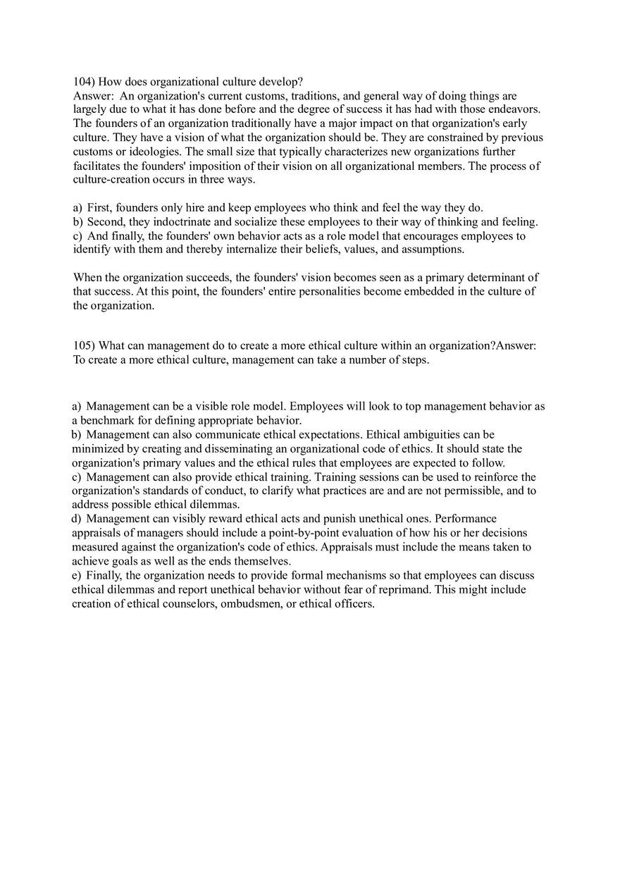 Organizational Behavior (Organizational Culture) Answer Key Part 6 - Page 3