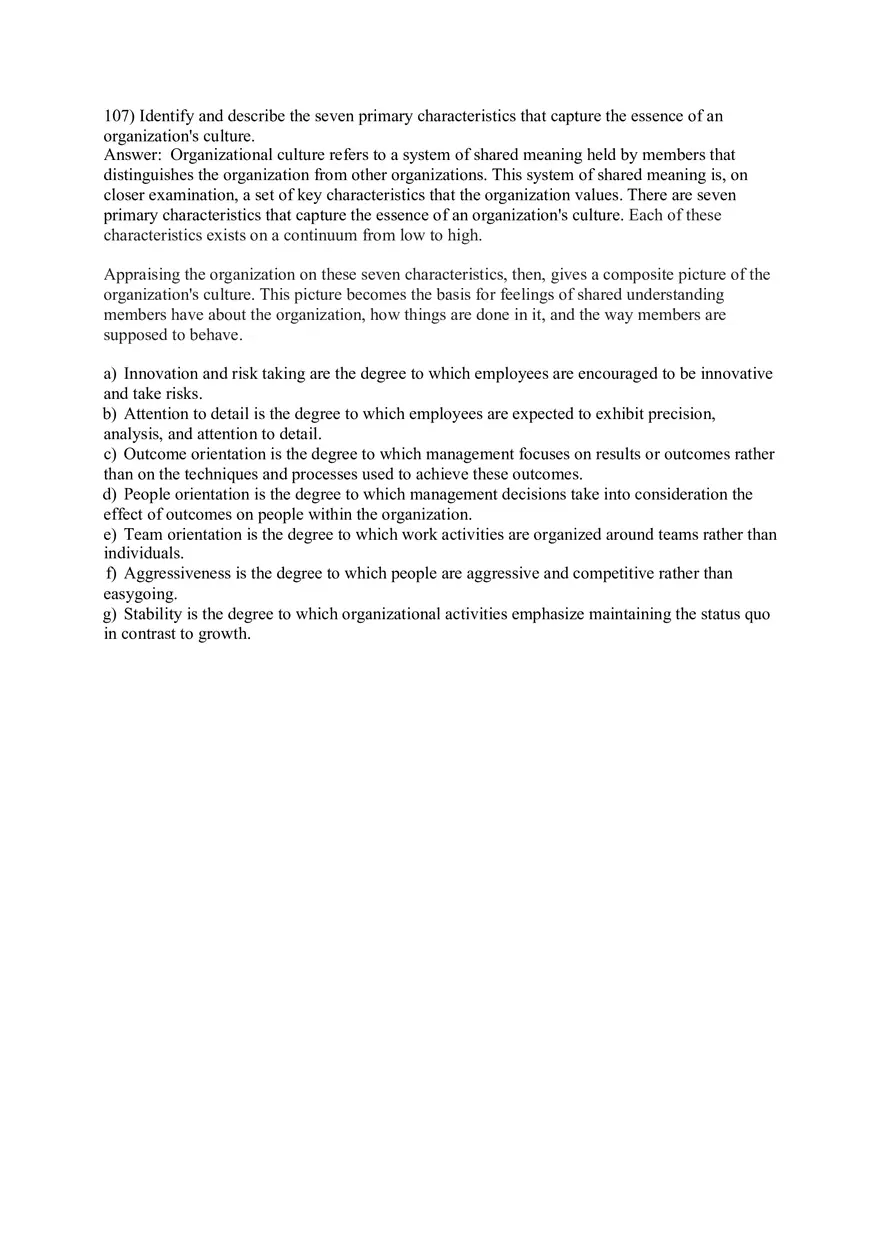 Organizational Behavior (Organizational Culture) Answer Key Part 6 - Page 5