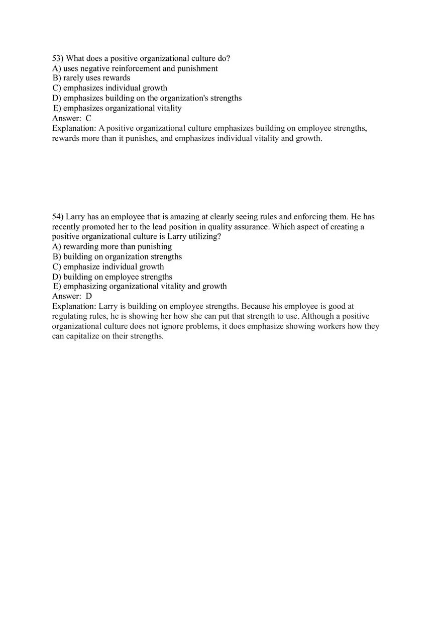 Organizational Behavior (Organizational Culture) Answer Key Part 3 - Page 7