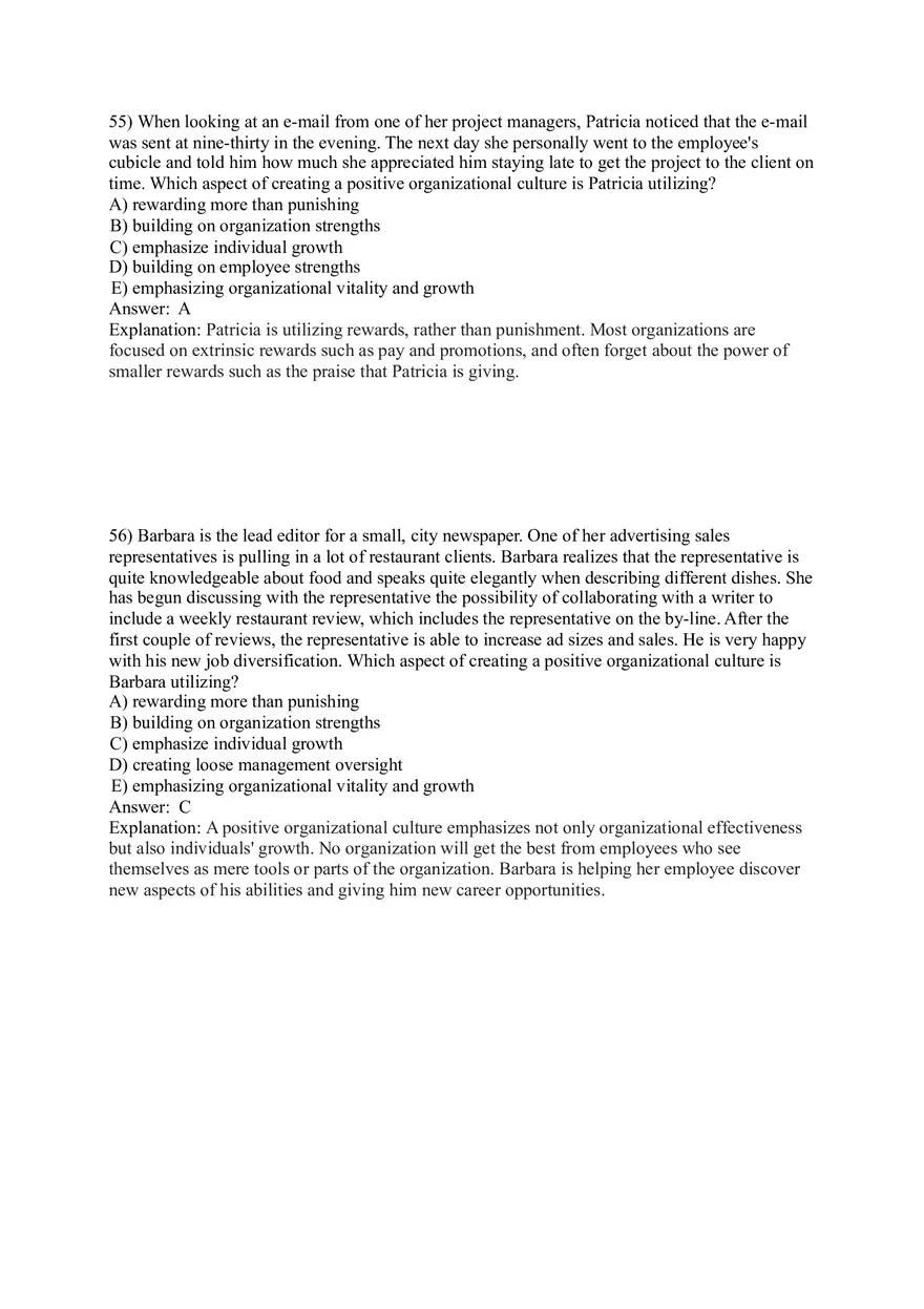 Organizational Behavior (Organizational Culture) Answer Key Part 3 - Page 8