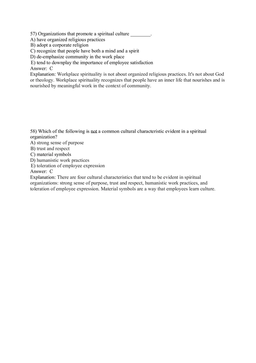 Organizational Behavior (Organizational Culture) Answer Key Part 3 - Page 9