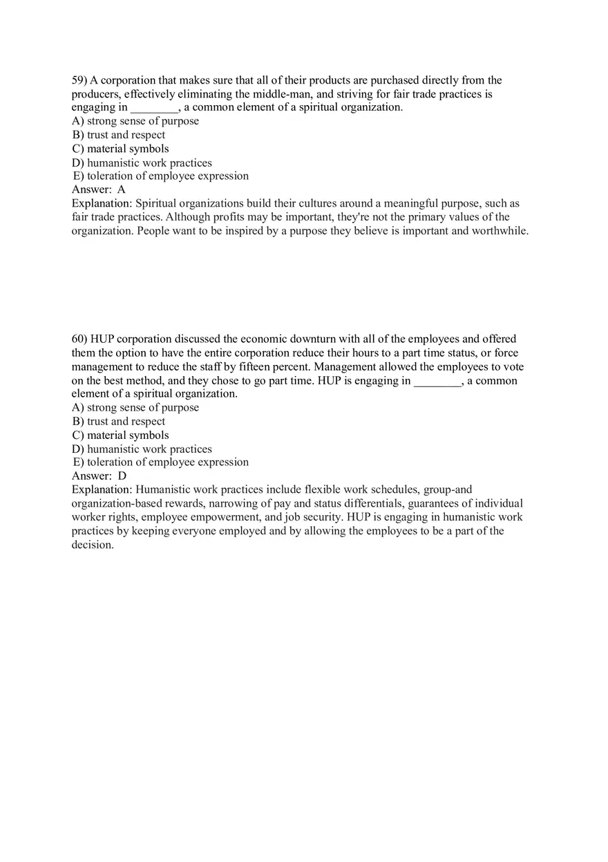 Organizational Behavior (Organizational Culture) Answer Key Part 3 - Page 10