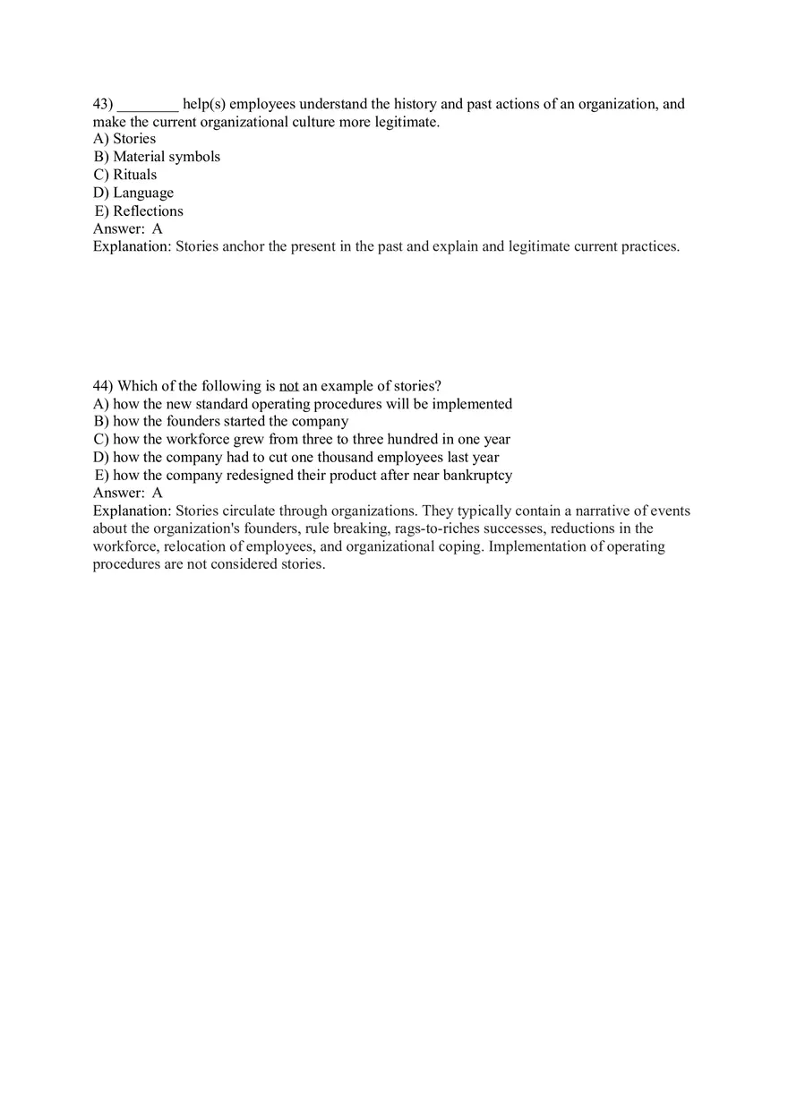 Organizational Behavior (Organizational Culture) Answer Key Part 3 - Page 2