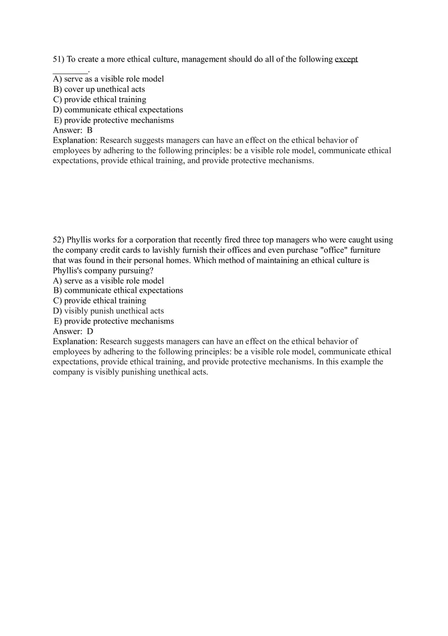 Organizational Behavior (Organizational Culture) Answer Key Part 3 - Page 6