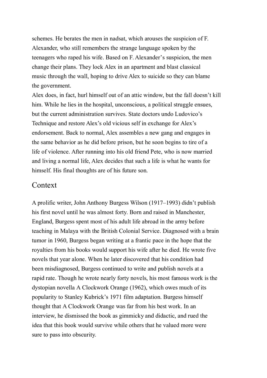 A Clockwork Orange - Book Summary - Page 10