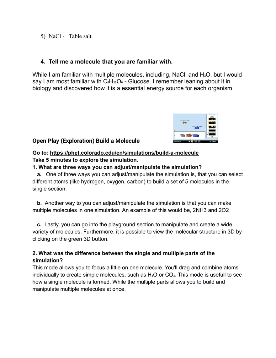 Student Activity - Sheet-Build a Molecule - Page 2