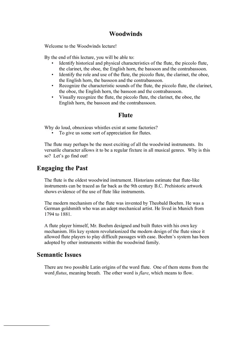 Woodwinds Study Notes - Page 1