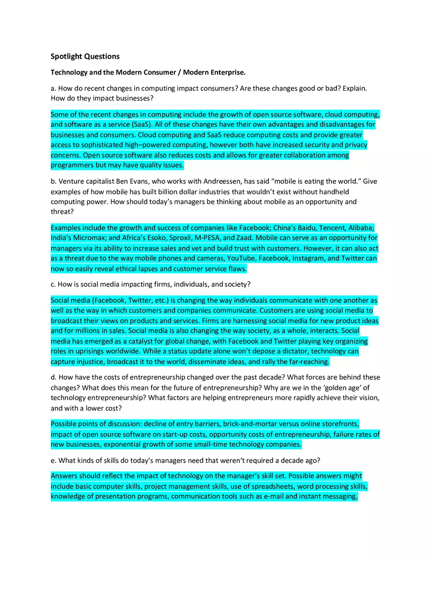 Exam MIS Ch. Spotlight Questions - Page 1