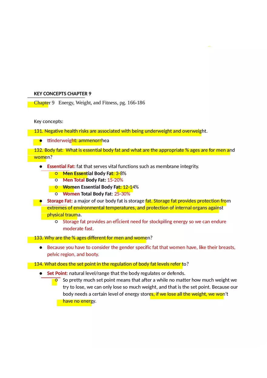 Key Concept Chapter 9 Energy, Weight, and Fitness - Page 1