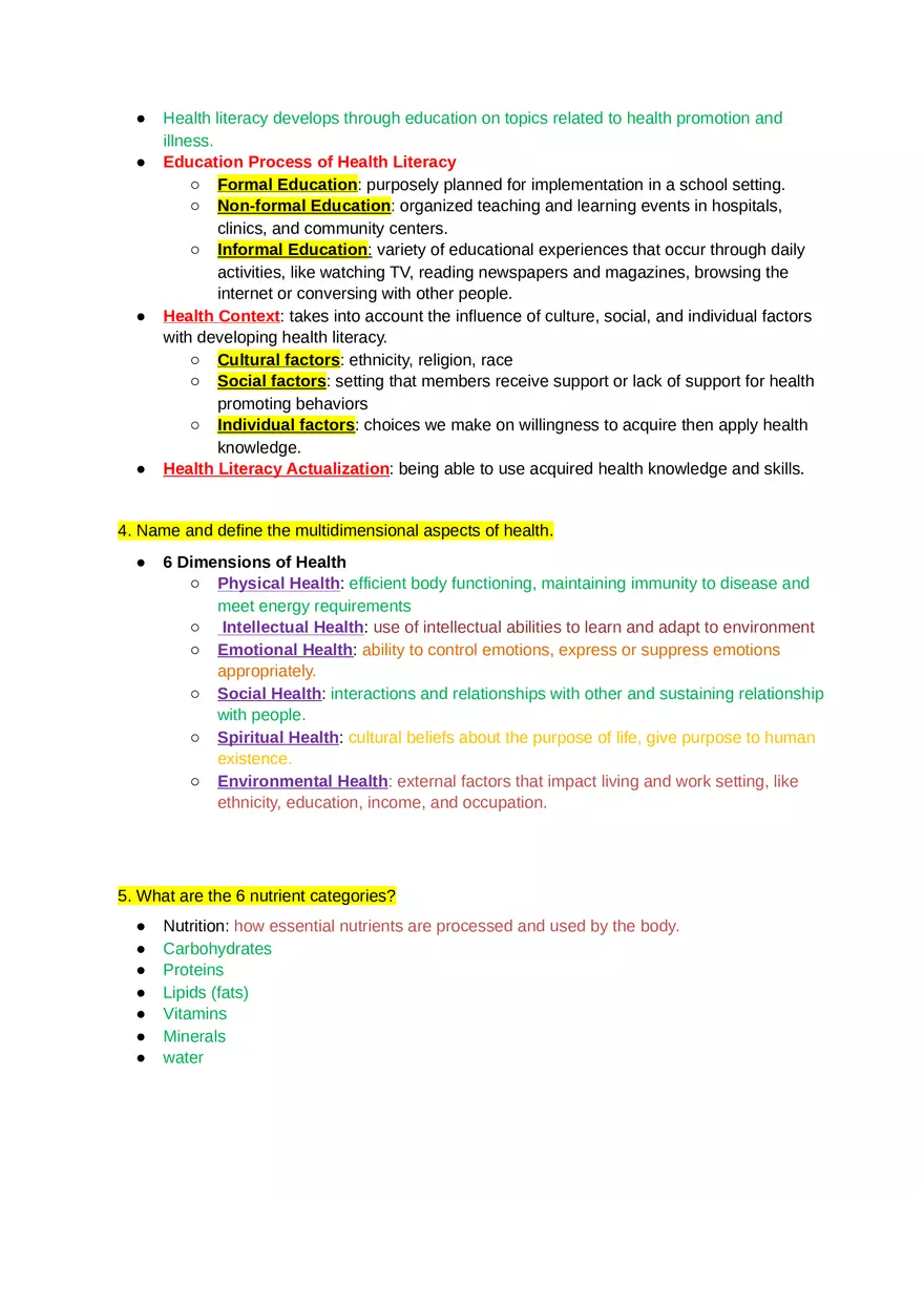Key Concepts Chapter 1 Living a Healthy Lifestyle - Page 2