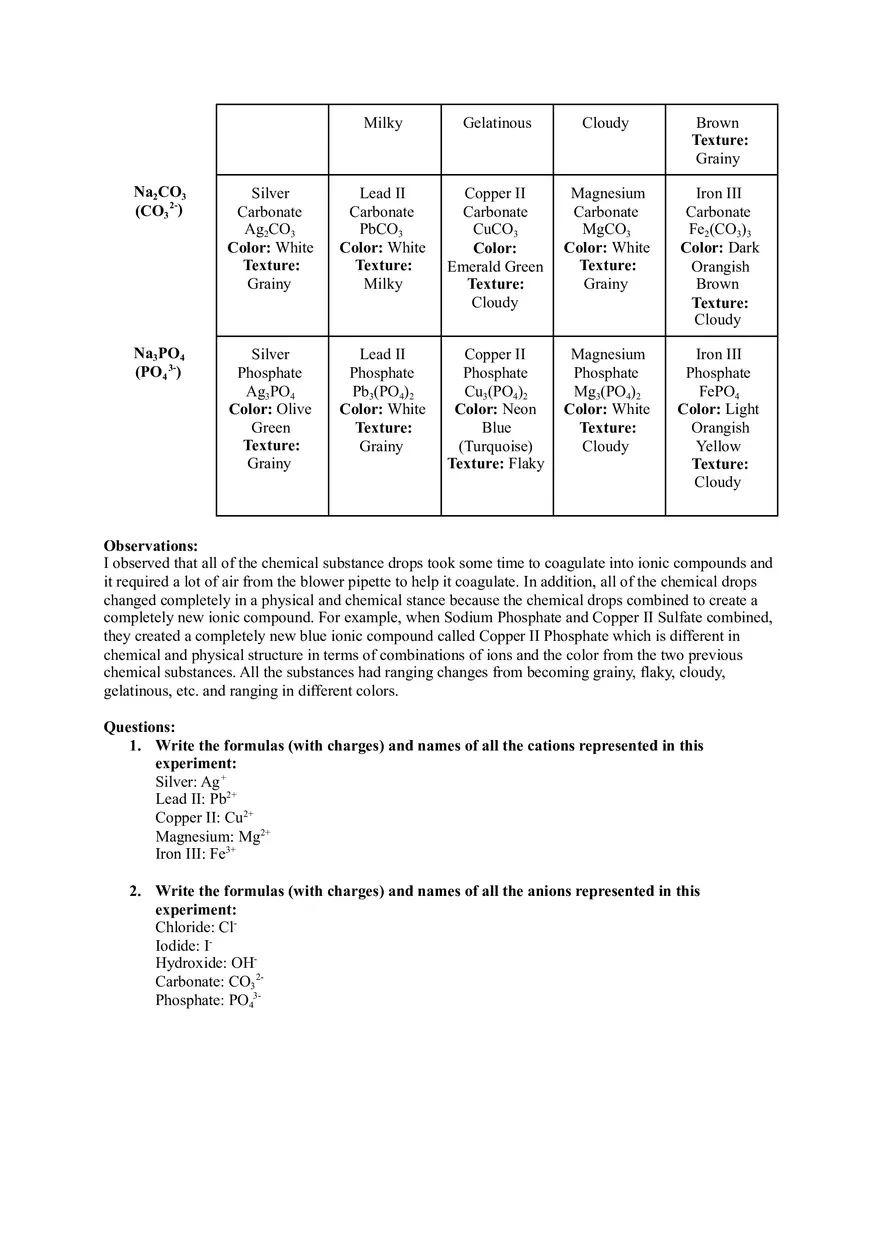 Chemical Names and Formulas Lab Report - Page 4