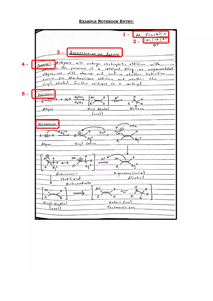 Organic Chemistry Lab Notebooks - Page 3