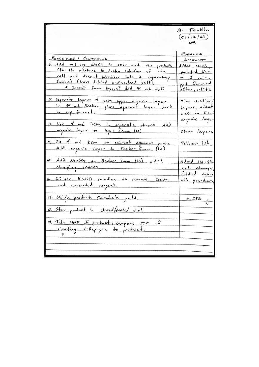 Organic Chemistry Lab Notebooks - Page 6