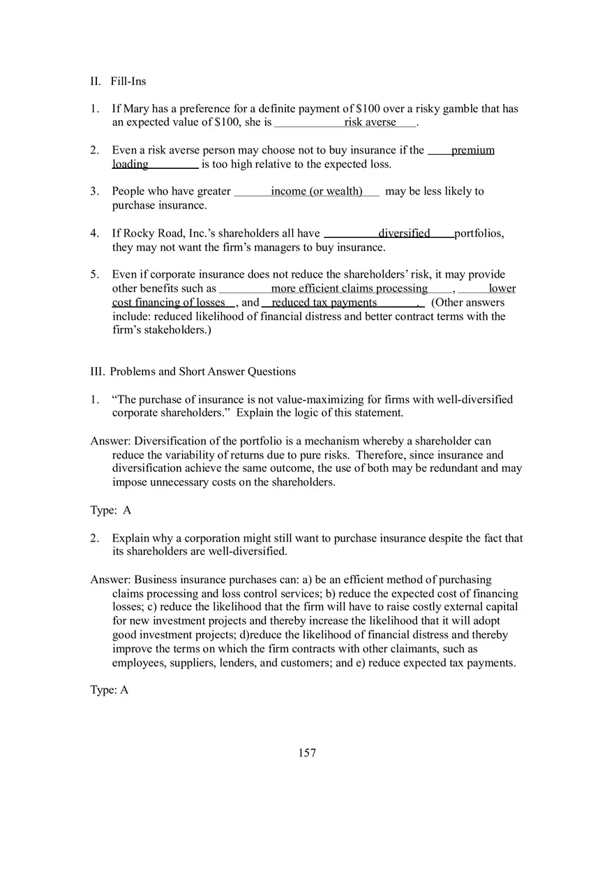 Chapter 9 Risk Aversion and Risk Management by Individuals and Corporations - Page 5