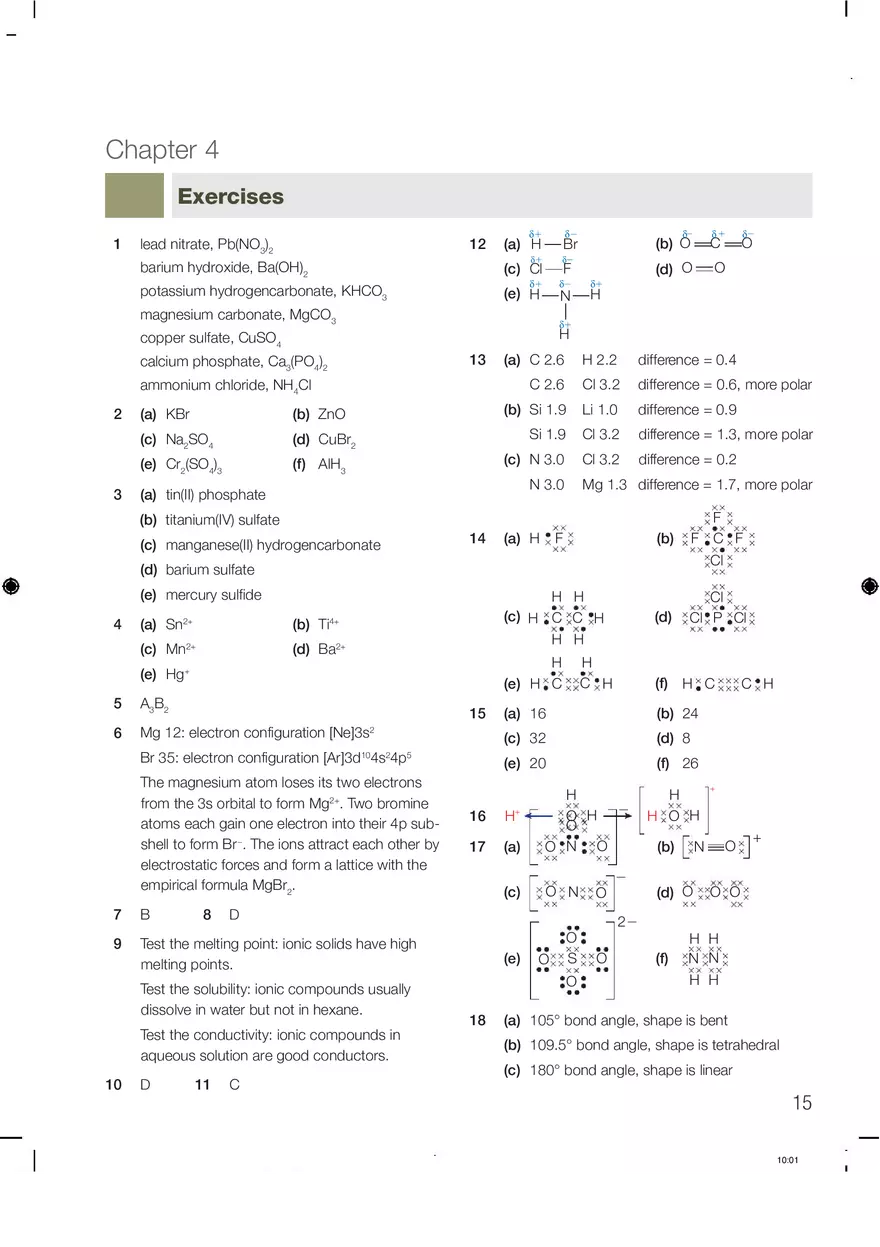 Chemistry Answers Chapter 4 - Page 1